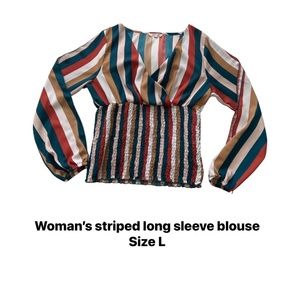 Long sleeve low cut blouse